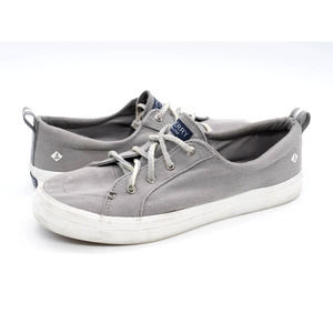 Sperry Sneakers Womens 9.5 Gray Canvas Casual Low Top Lace Up Top Sider Shoes